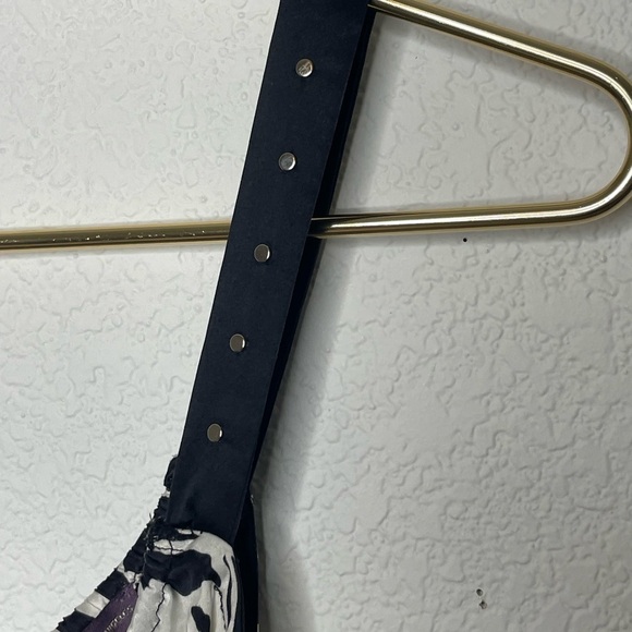 Hale Bob blouse silk beaded sz small black white belted style 8tca2458 - Picture 2 of 9